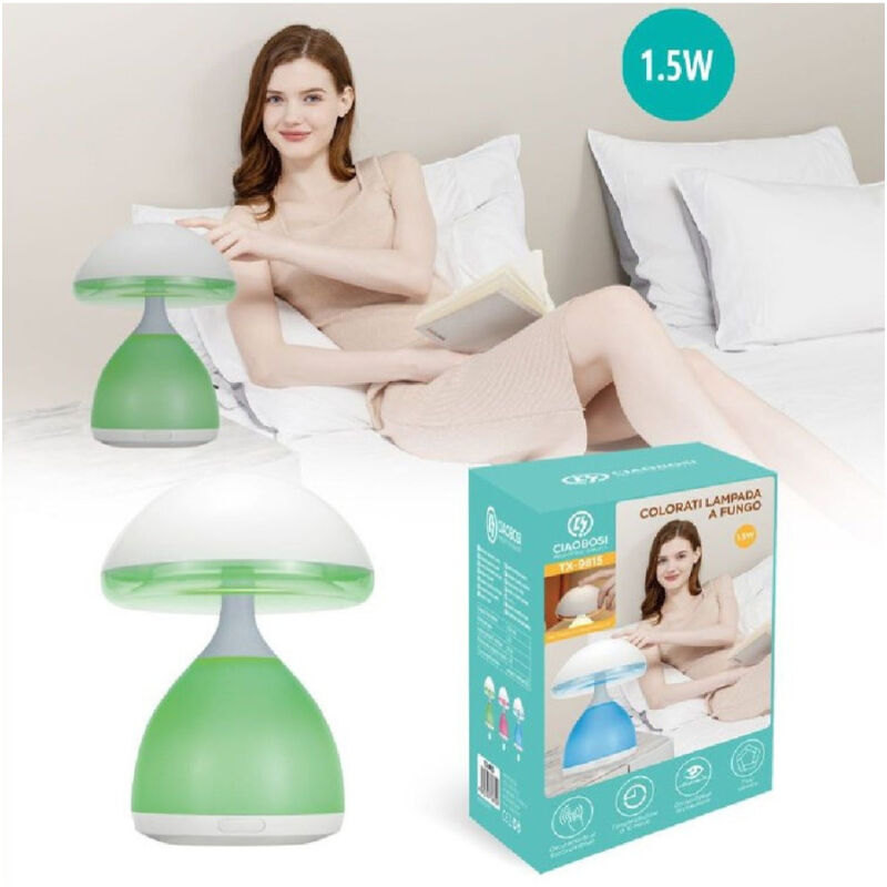 foto del prodotto linq lampada fungo led 7 luci colori lumino da tavolo comodino colorati 1.5w tx 9815 