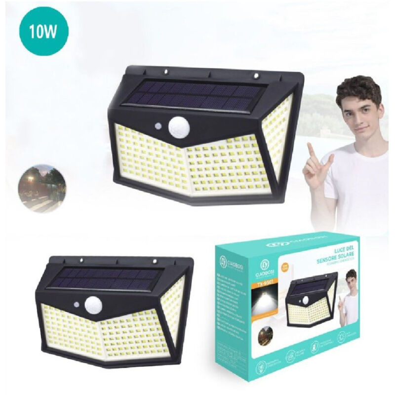 foto del prodotto linq lampada solare fotovoltaico sensore luce 212led esterno giardino faretto tx 9501 