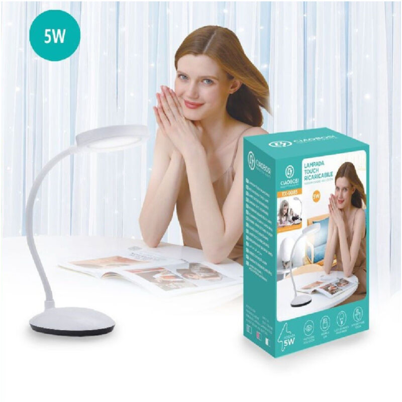 foto del prodotto linq lampada tavolo flessibile ricaricabile pulsante touch 5w 3 intensit luce tx 9085 
