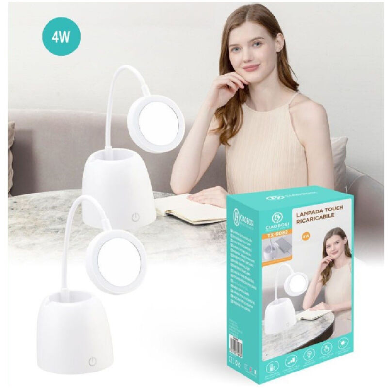 foto del prodotto linq lampada touch tx 9082 tavolo led usb specchio ricaricabile 3 luminosit snodabile 