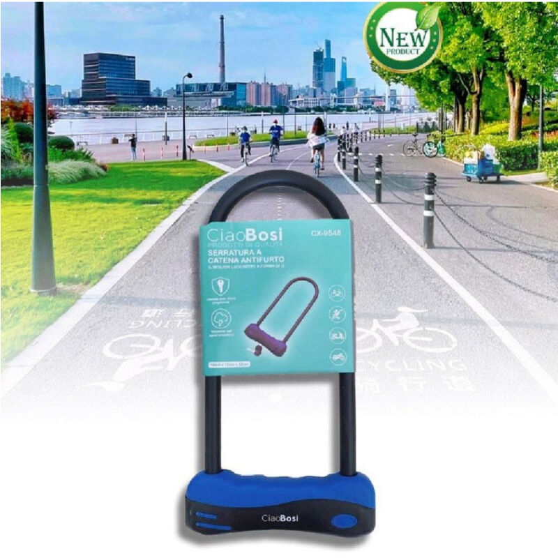 foto del prodotto linq lucchetto catena catenaccio acciaio forma u per bici bicicletta moto mtb cx 9548 