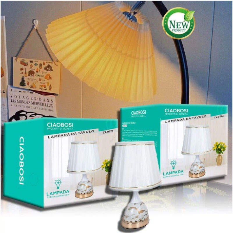 foto del prodotto linq lume lampada abat jour comodino com da tavolo arredo camera casa luce tx 9774 
