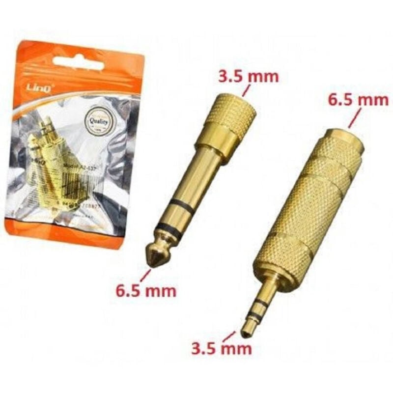 foto del prodotto linq set 2 adattatori convertitori in metallo audio da jack 3,5 mm a 6,5 mm a2 637 