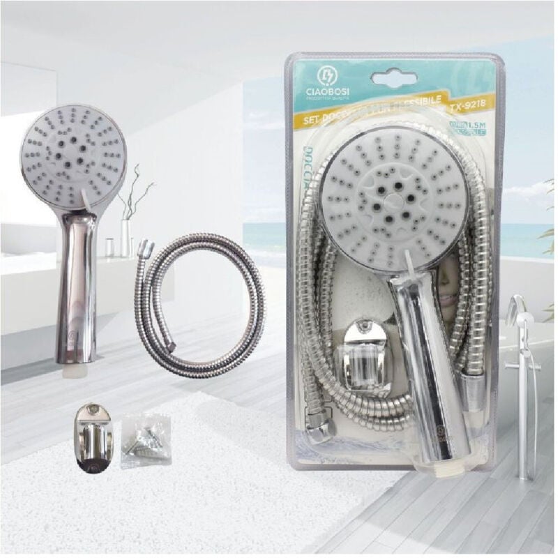 foto del prodotto linq - set doccetta soffione doccia con tubo flessibile 1.5 metri staffa bagno tx-9218 -