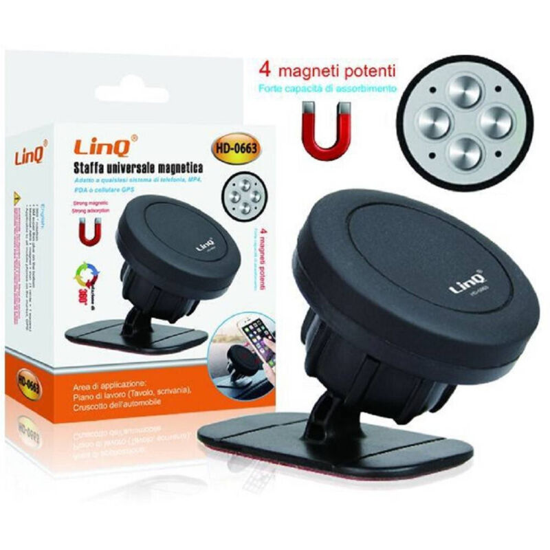 foto del prodotto linq staffa universale magnetica supporto smartphone gps cruscotto auto tavolo hd 0663 