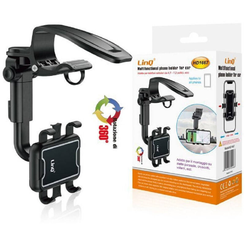 foto del prodotto linq - supporto per telefono cellulare multifunzionale per auto rotazione di 360 hd1667 -