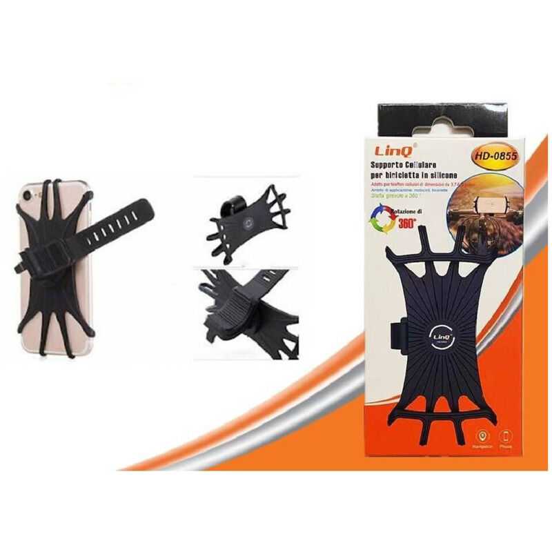 foto del prodotto linq supporto staffa per bici smartphone cellulare bicicletta in silicone 360 hd 0855 
