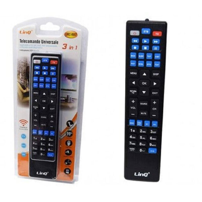foto del prodotto linq telecomando universale 3 in 1 urc 8907 tv lcd led dvd sat dvd vcr audio amp aux 