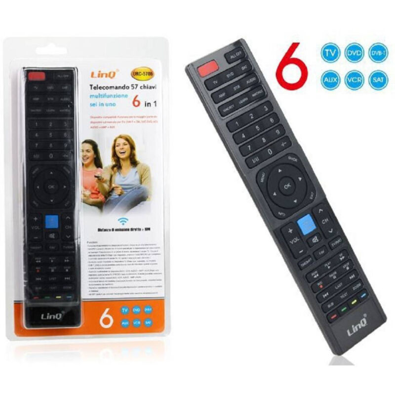 foto del prodotto linq telecomando universale 6 in 1 programmabile urc 5706 per tv lcd led multifunzione 