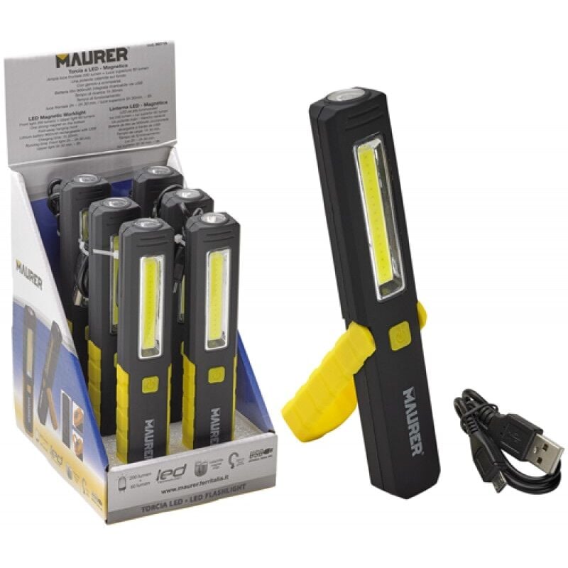 foto del prodotto linterna led recargable con gancho e iman 200 60 lumenes