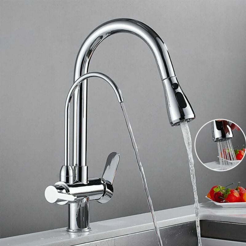 foto del prodotto linuode crane filtrato nero opaco doccetta estraibile da cucina rotazione 360 rubinetto filtro acqua rubinetto miscelatore lavello a tre vie