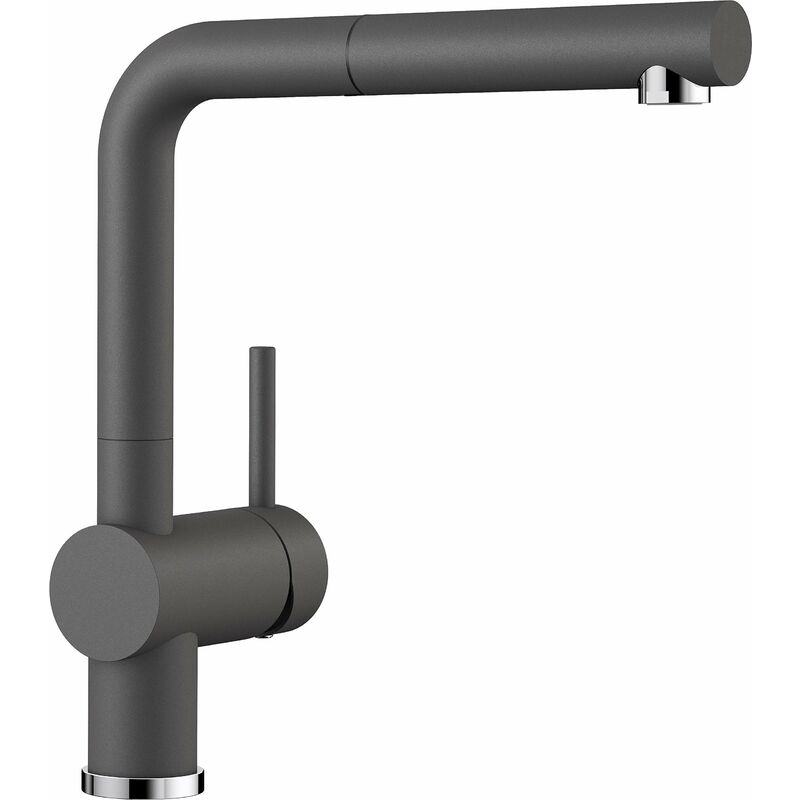 foto del prodotto linus s 518813 miscelatore per cucina, in finitura silgranit, con doccetta estraibile, ad alta pressione, grigio blanco