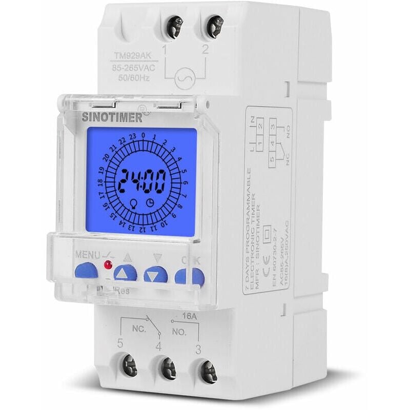 foto del prodotto liquidazione c 24 ore display lcd digitale orologio elettronico 85 265v din rail mount smart programmabile analogico timer switch con intervallo di