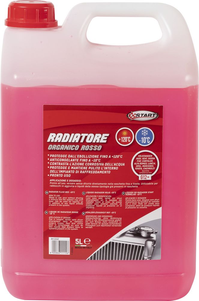 foto del prodotto liquido radiatore organico rosso g12 da 5 litri pronto uso