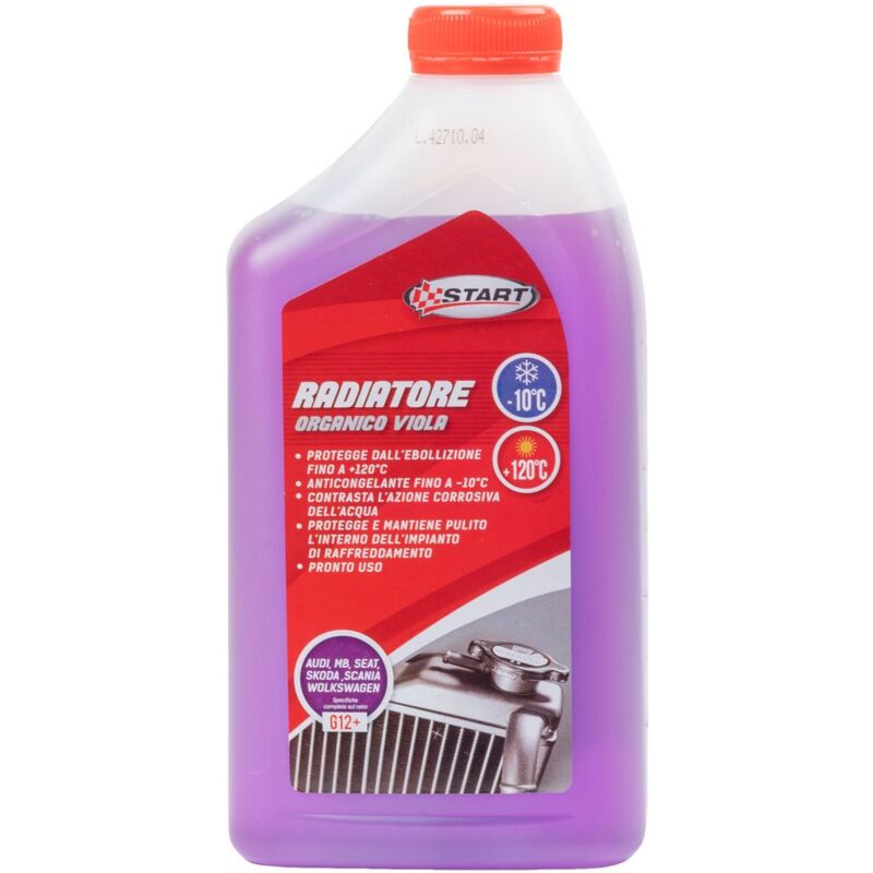 foto del prodotto liquido radiatore organico viola g12 da 1 litro contrasta l azione corrosiva dell acqua protegge dall ebollizione fino a 120 c e agisce
