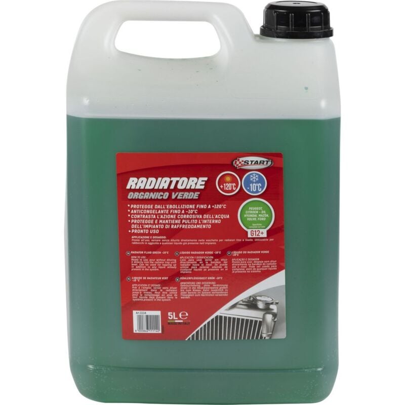 foto del prodotto liquido radiatore verde g12 da 5 litri contrasta l azione corrosiva dell acqua protegge dall ebollizione fino a 120 c e agisce da