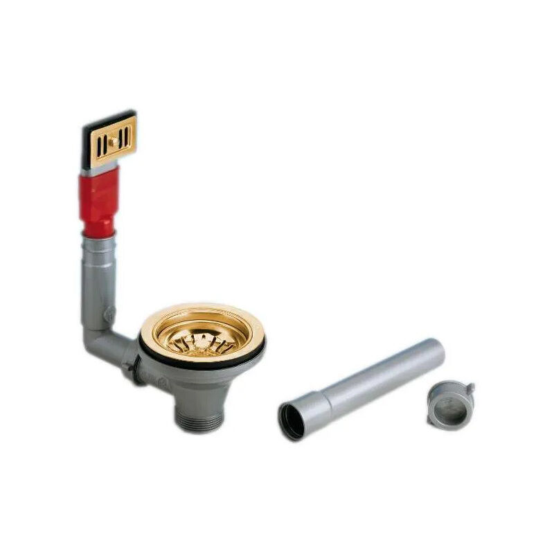 foto del prodotto lira scarico a cestello con troppopieno rettangolare, diametro 90mm colore gold 24 pearl
