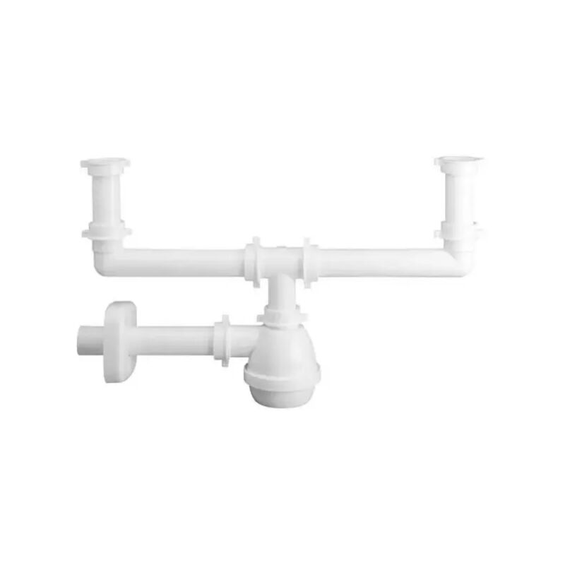 foto del prodotto lira - sifone scarico 2 vie senza piletta per lavello in acciaio inox e ceramica 11/2'ø40