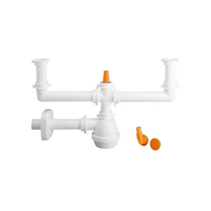 foto del prodotto lira sifone scarico 2 vie senza piletta per lavello in acciaio inox e ceramica con attacco lavastoviglie 11 2 40