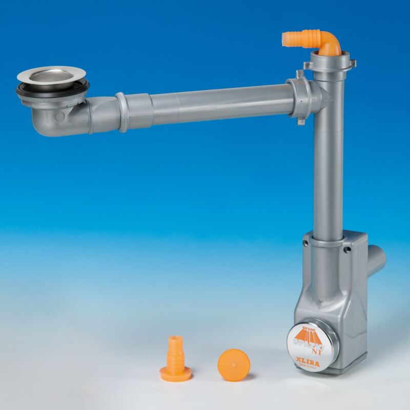 foto del prodotto lira spa kit sifone salva spazio per lavello cucina con piletta mini, uscita 50 zio 1nt 9.1289.18 grigio