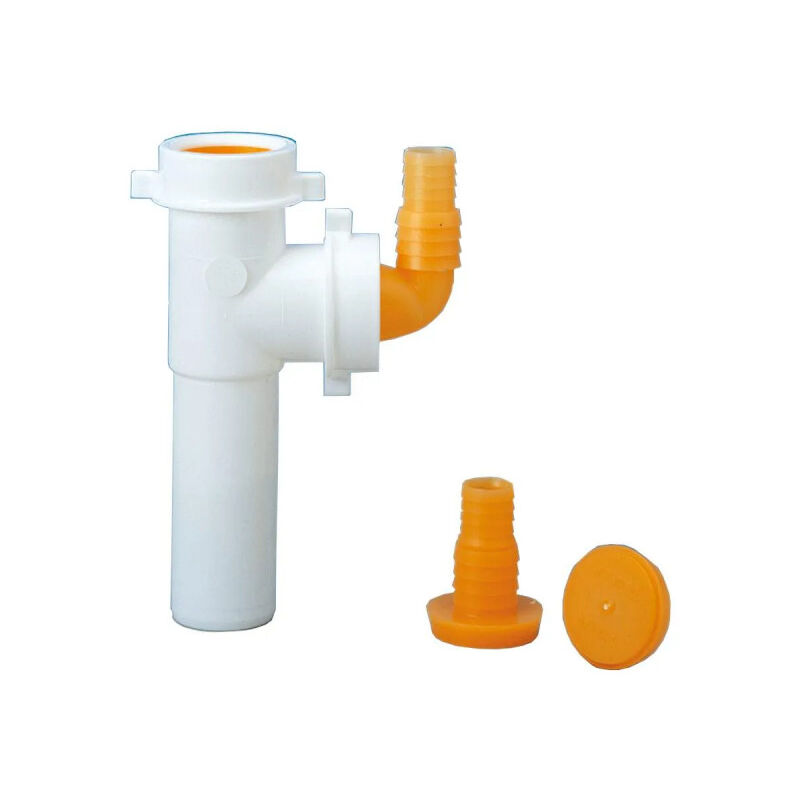 foto del prodotto lira spa raccordo verticale bianco con 2 uscite, diametro 40 mm, per lavatrice o lavastoviglie.