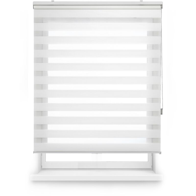 foto del prodotto lira tenda a rullo giorno e notte, colore bianco sporco, tenda per interni 160 x 180 cm larghezza x altezza dimensioni del tessuto 157 x 175 cm.