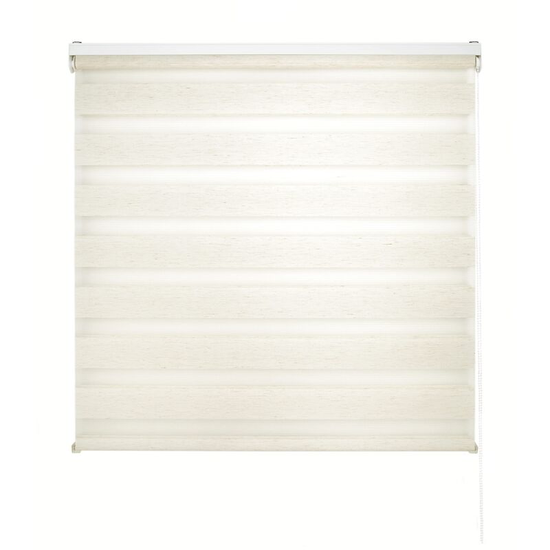 foto del prodotto lira tenda a rullo giorno e notte, colore lino, tenda per interni 160 x 180 cm larghezza x altezza dimensioni del tessuto 157 x 175 cm. eleganti