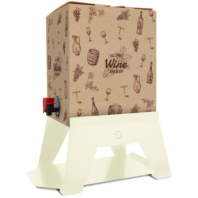foto del prodotto lisa supporto per contenitore vino 10 cm bag 3l con vassoio in ferro alluminato luxury bacco panna