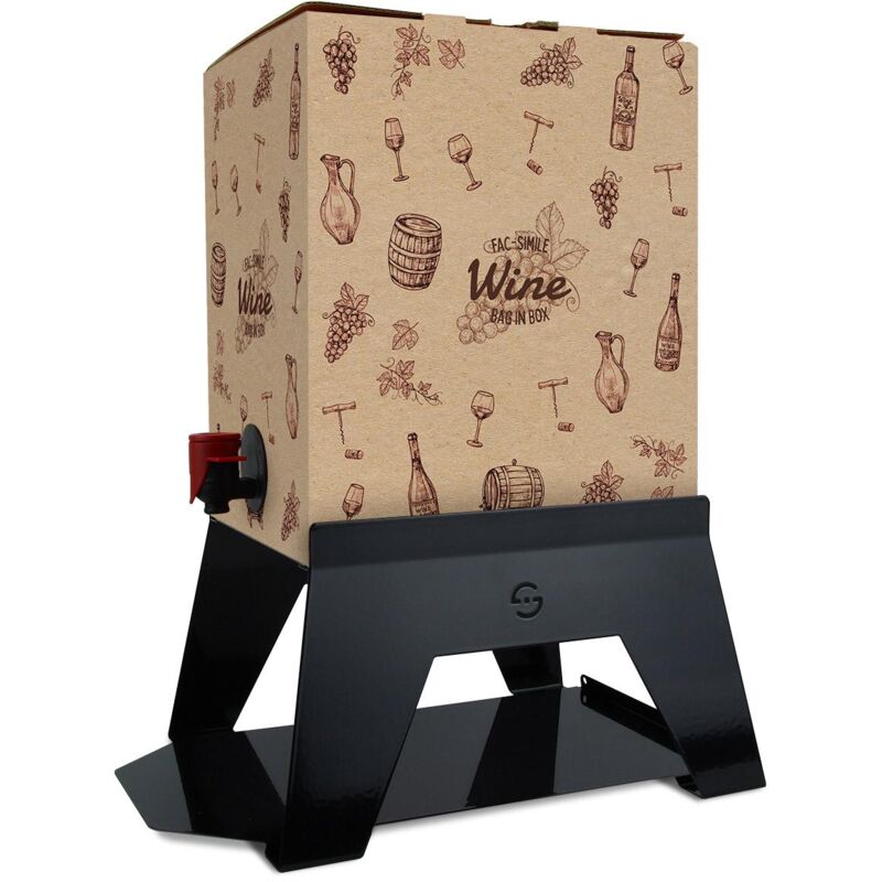foto del prodotto lisa supporto per contenitore vino 15 cm bag 5l con vassoio in ferro alluminato luxury bacco nero