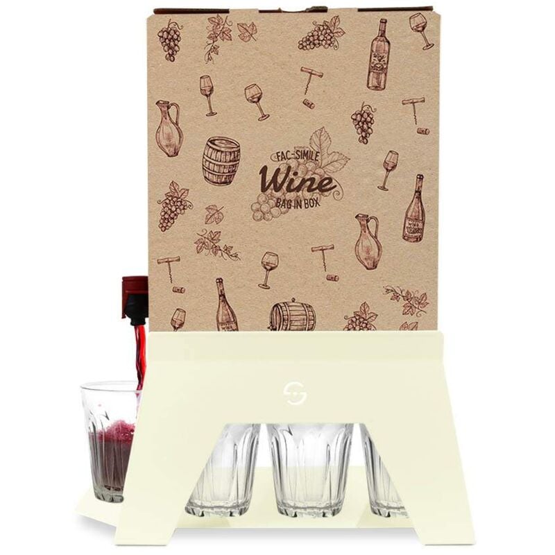foto del prodotto lisa supporto per contenitore vino 15 cm bag 5l con vassoio in ferro alluminato luxury bacco panna