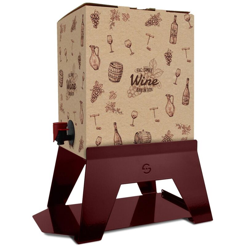 foto del prodotto lisa supporto per contenitore vino 15 cm bag 5l con vassoio in ferro alluminato luxury bacco rosso