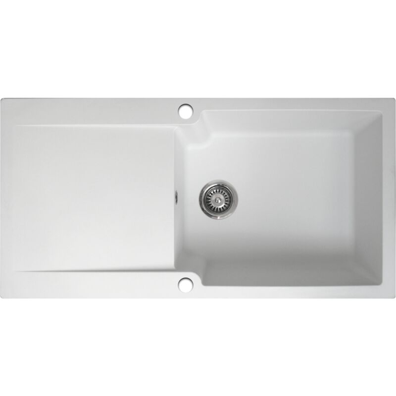 foto del prodotto lisse lavello reversibile 1 vasca grande 1 sgocciolatoio in resina bianca essebagno