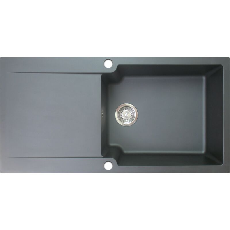 foto del prodotto lisse lavello reversibile 1 vasca grande 1 sgocciolatoio in resina nera essebagno