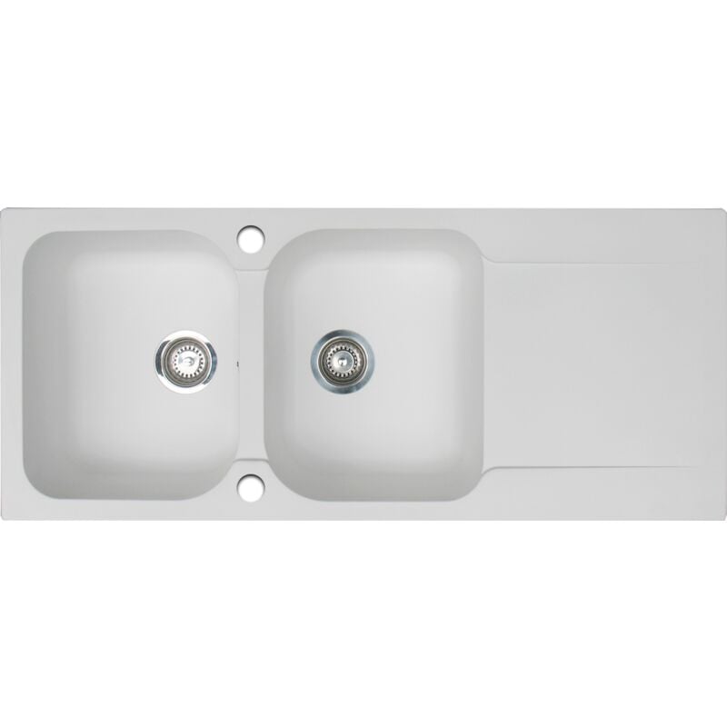foto del prodotto lisse lavello reversibile 2 vasche 1 sgocciolatoio in resina bianca essebagno