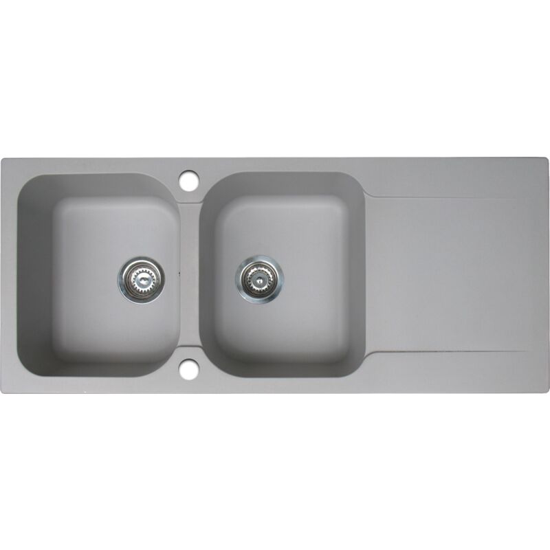 foto del prodotto lisse lavello reversibile 2 vasche 1 sgocciolatoio in resina grigio essebagno