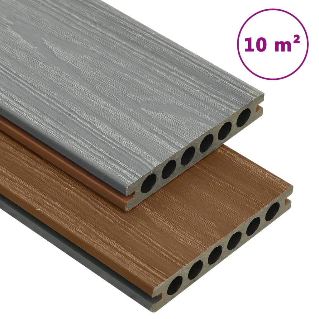 foto del prodotto listoni decking wpc con accessori marroni e grigi 10 m 2,2 m