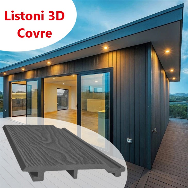 foto del prodotto listoni wpc 3d covre 25m per rivestimenti colore antracite listone 174x2200mm spessore 21mm