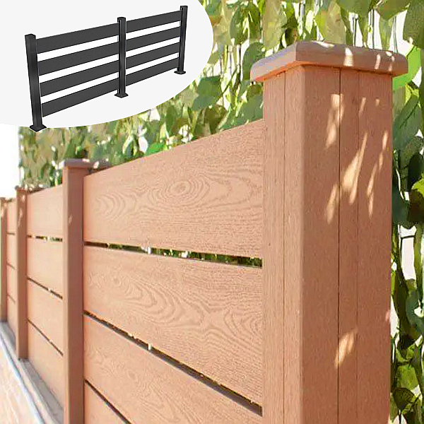 foto del prodotto listoni wpc 3d l196xh183cm per recinzione colore teak listone 150x1805mm spessore 20mm