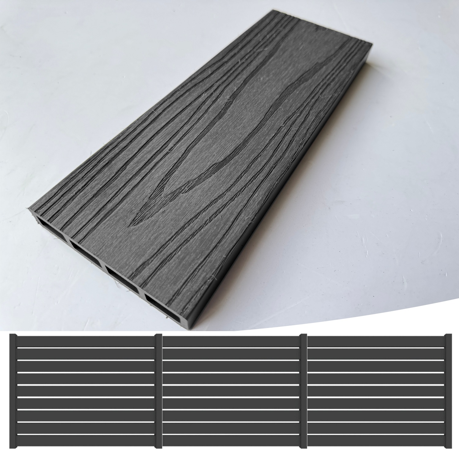 foto del prodotto listoni wpc prime l196xh183cm per recinzione colore grigio supram listone 105x1805mm spessore 20mm