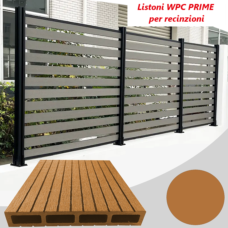foto del prodotto listoni wpc prime l196xh183cm per recinzione colore teak listone 105x1805mm spessore 20mm