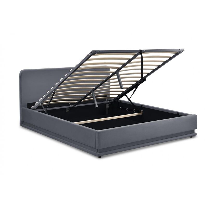 foto del prodotto lit coffre sommier avec led en velours gris new york