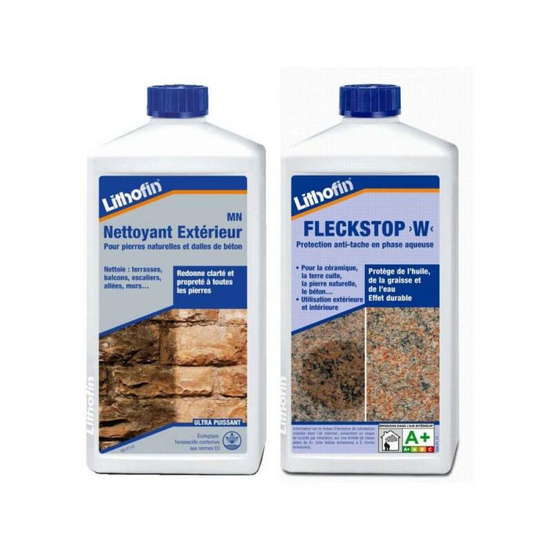 foto del prodotto lithofin kit sp cial ext rier fleckstop w 1l mn nettoyant exterie
