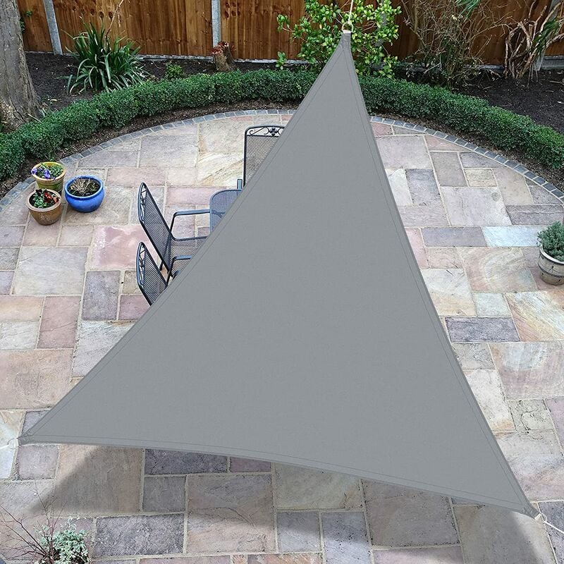 foto del prodotto litreve tenda a vela triangolare 3 x 3 x 3m telo ombreggiante protezione raggi uv per esterno, patio, giardino grigio