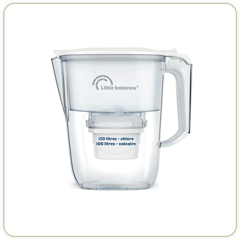 foto del prodotto little balance 8591 caraffa filtrante trasparente 1 filtro, riduce microplastiche, cloro, calcare e altre impurit , 2,5 l, portata ultra veloce,