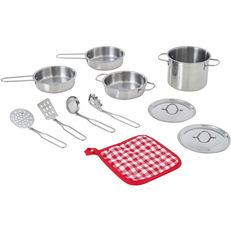 foto del prodotto little chef francoforte in acciaio inox cooking set di accessori 11 pc tk m00001 teamson kids