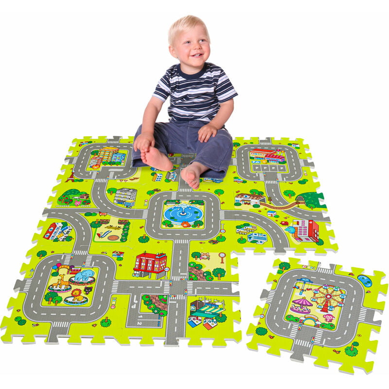 foto del prodotto littletom 9 pezzi tappeto bambini strade e citt 30x30 tappetino gioco macchinine bambini