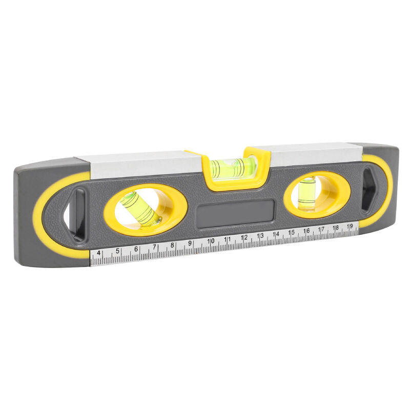 foto del prodotto livella a bolla, 23 cm livella tubolare a siluro con righello incorporato e 3 bolle 180 a 90 e 45 