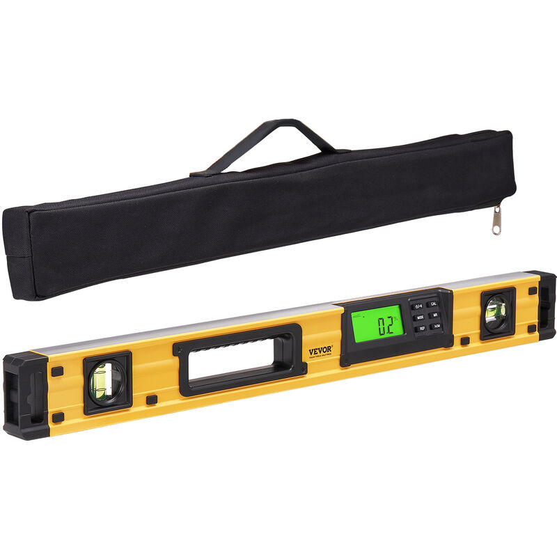 foto del prodotto livella a bolla magnetica lunghezza 600mm con schermo display lcd retroilluminato, livella a bolla portatile 0 360 in lega di alluminio sensore di