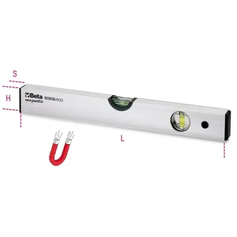 foto del prodotto livella con base magnetica beta 500 mm con 2 fiale infrangibili 016960205