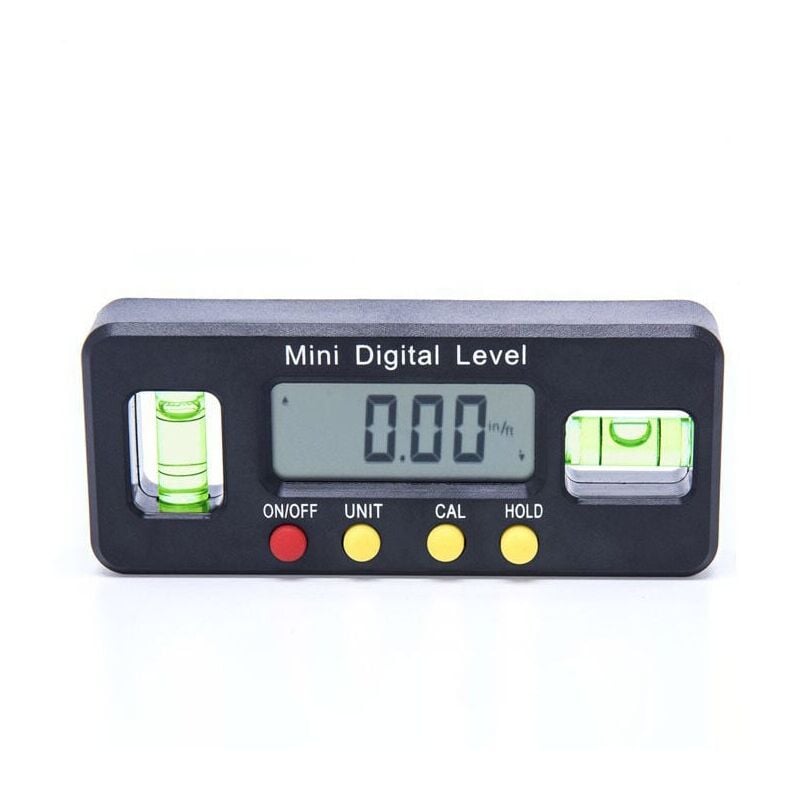 foto del prodotto livella elettronica, goniometro inclinometro digitale, con display, con base magnetica, alta precisione, con display di blocco lettura e funzione di
